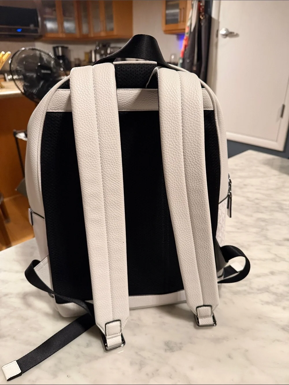 Michael Kors Cooper Commuter Backpack White Black MK Logo Laptop Travel Bag